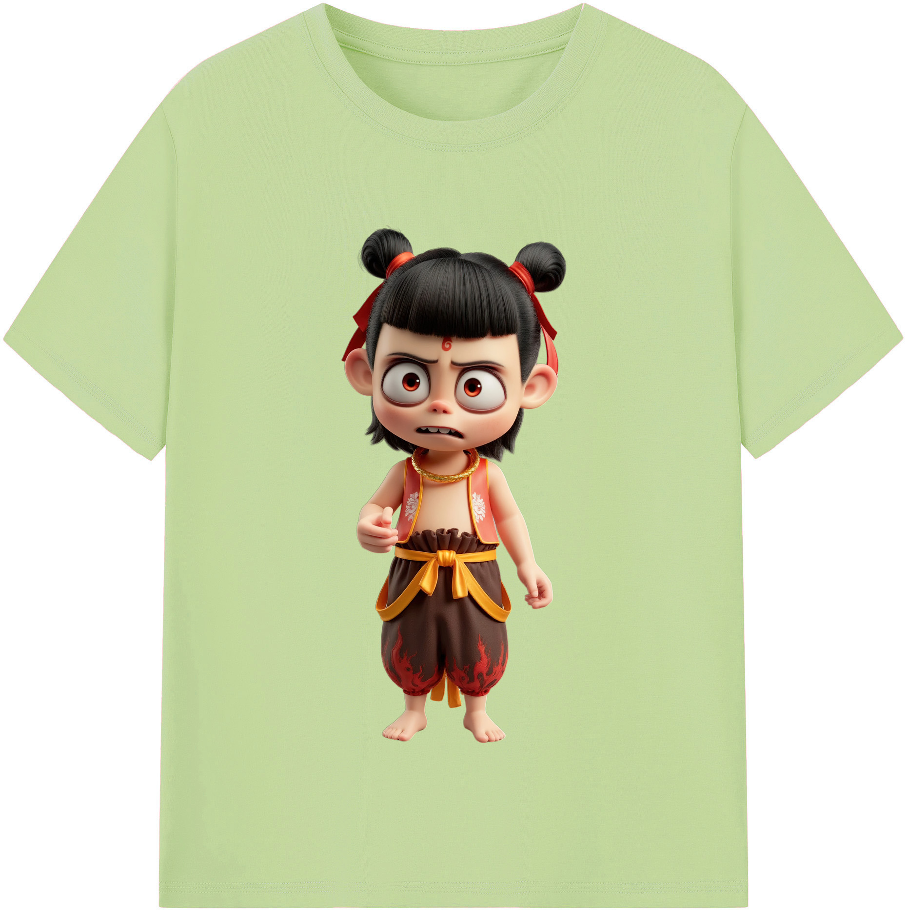 （画像用） Ne Zha 2 ナタ 魔童の大暴れ 綿100％半袖Tシャツ（フロントプリント）